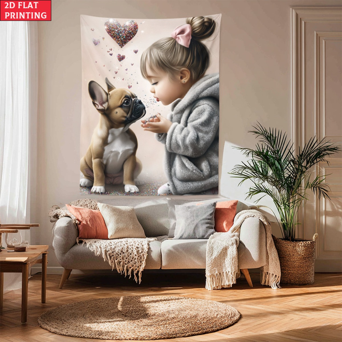 Baby Nursery Decor Girl - Tapiz de amor con corazón de
