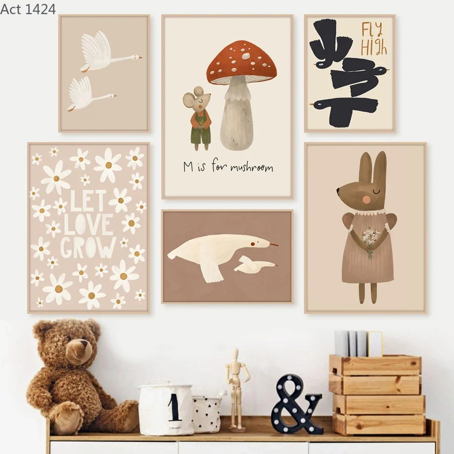 Baby Nursery Frames - Pósteres Boho de Dibujos Animados de