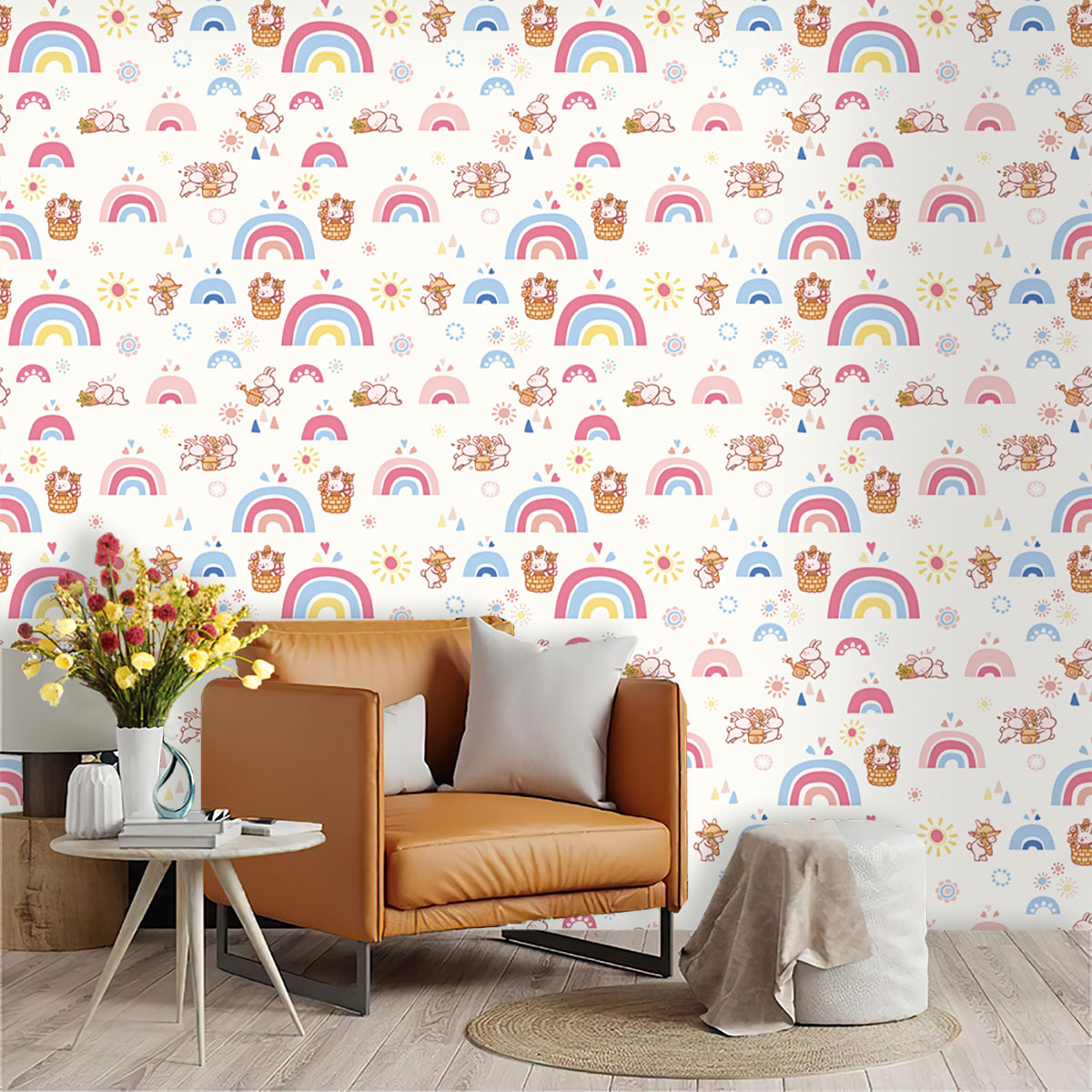 Papel tapiz bohemio de arcoíri - Baby Nursery Peel And Stick Wallpaper reseña y precio